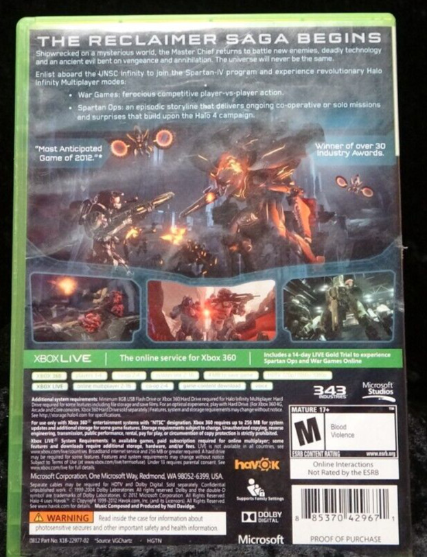 Halo 4 – Xbox 360 – Shooter – (Mature) – 2012 – 343 Industries – 2 Discs