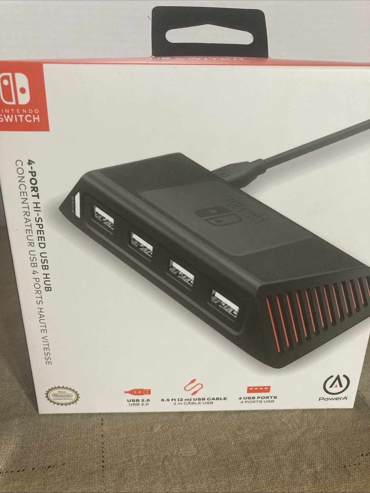PowerA 4Port Hi-Speed USB Hub for Nintendo Switch, USB 2.0, 6 ft. USB Cable N185
