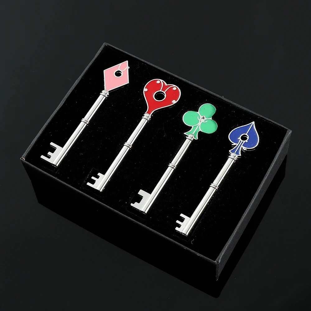 Resident Evil 2 Collectible Keys Set Heart Diamond Spade Club Replica Props