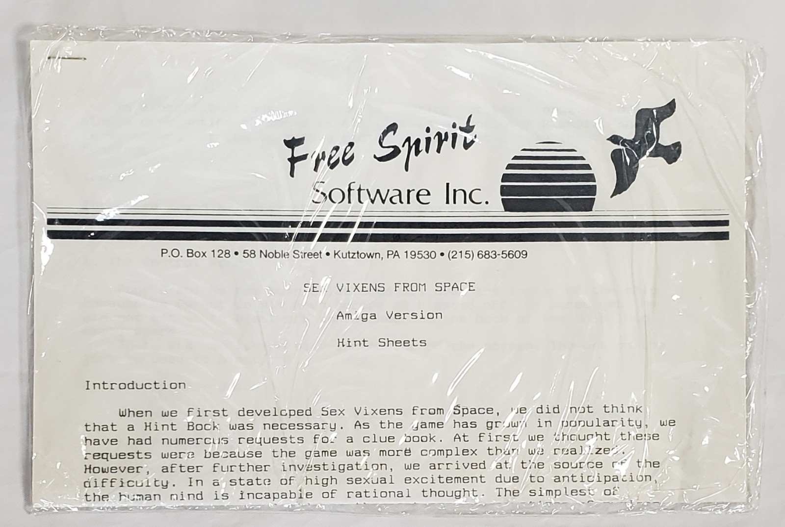NEW 1988 Amiga SEALED Sex Vixens From Space + Hint Sheets Free Spirit Software
