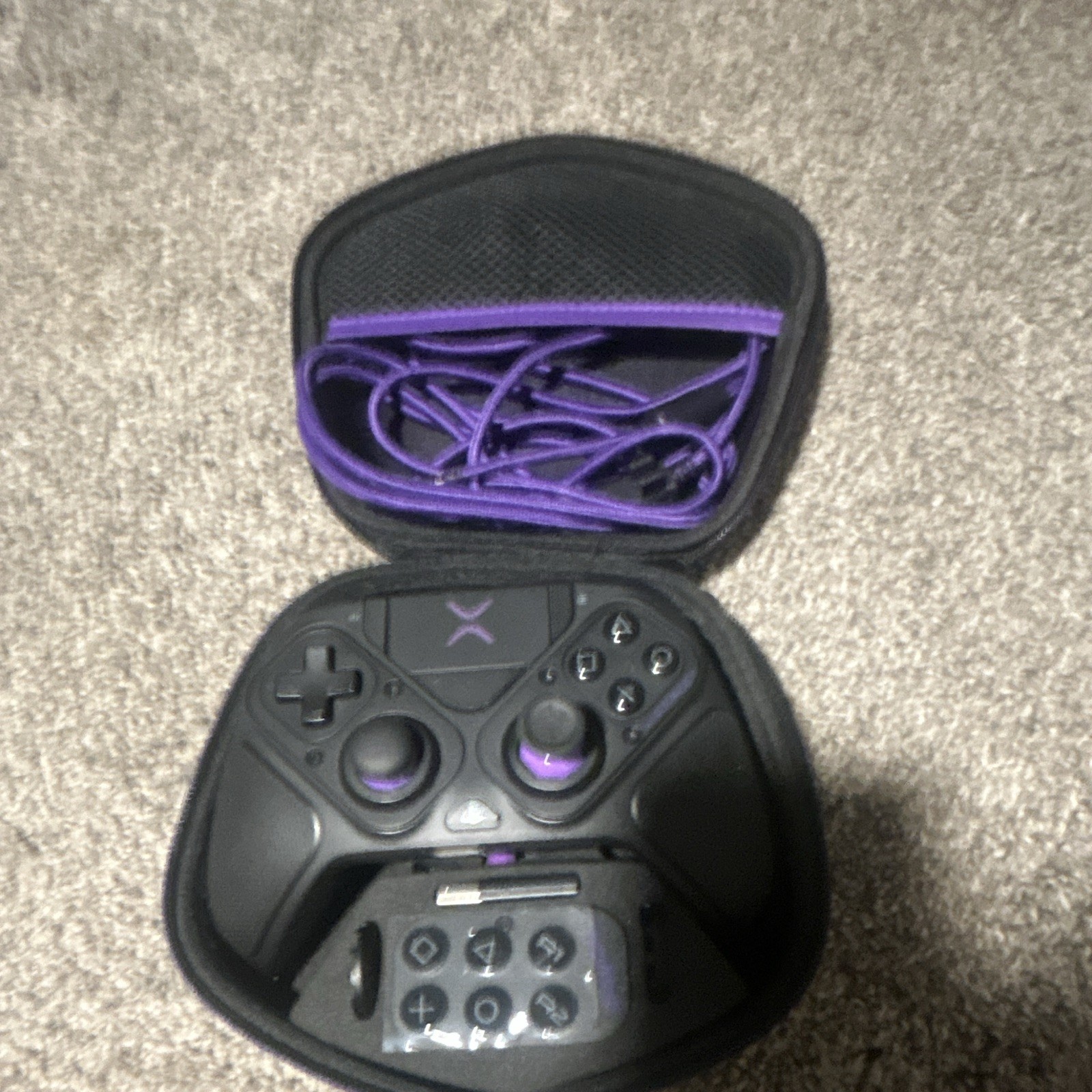 Wired USB Pro PC Game Controller, Black/Purple 10ft Cable with Carrying Case