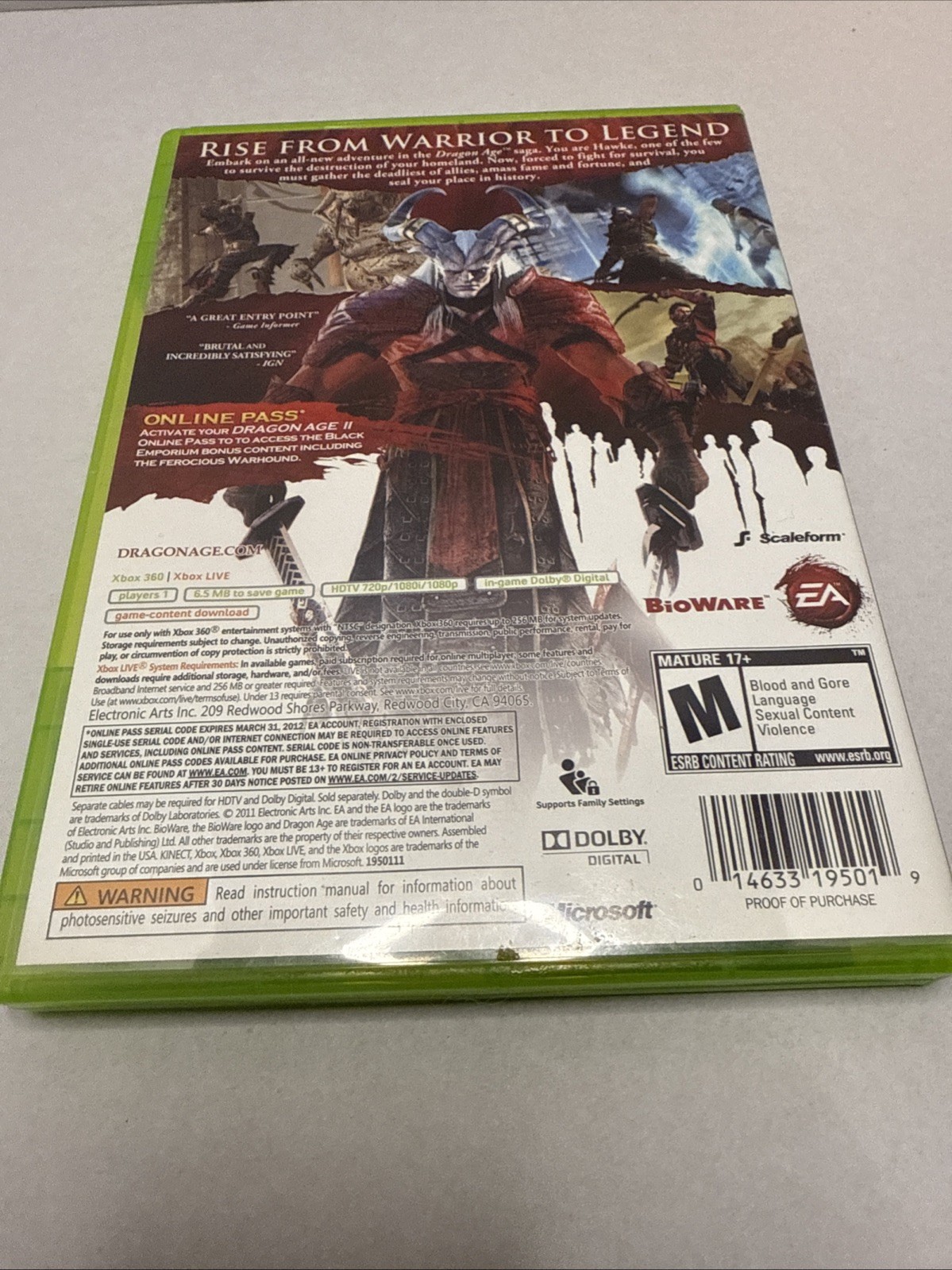 Dragon Age II (Microsoft Xbox 360, 2011) CIB
