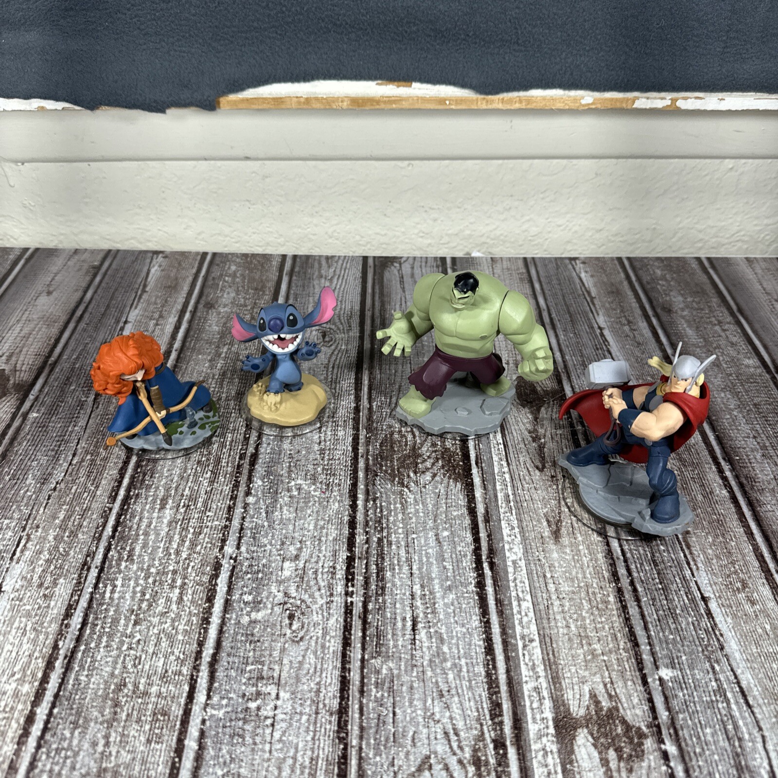 Lot Of 4 Disney Infinity 2.0 Figures – Hulk – Thor – Stitch – Merida Brave