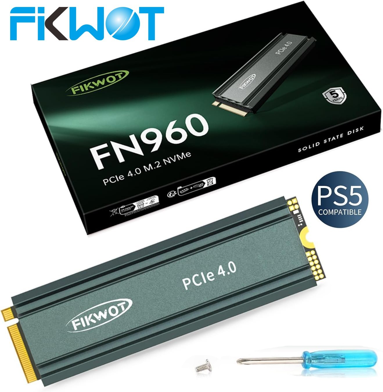 Fikwot 2TB 4TB M.2 NVMe SSD PCIe 4.0 5000MB/S PS5 Internal Solid State Drive LOT