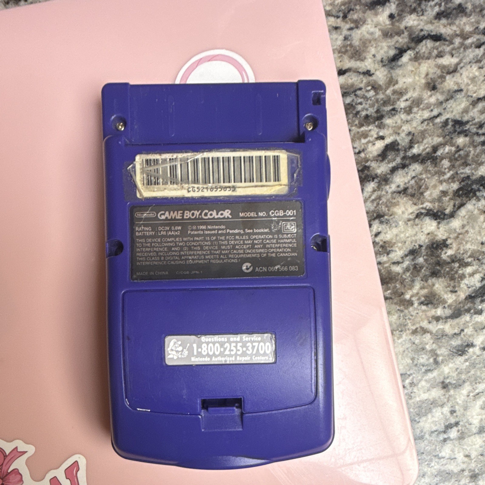 Nintendo Game Boy Color Purple Handheld Console CGB-001 Color Screen NTSC-U/C