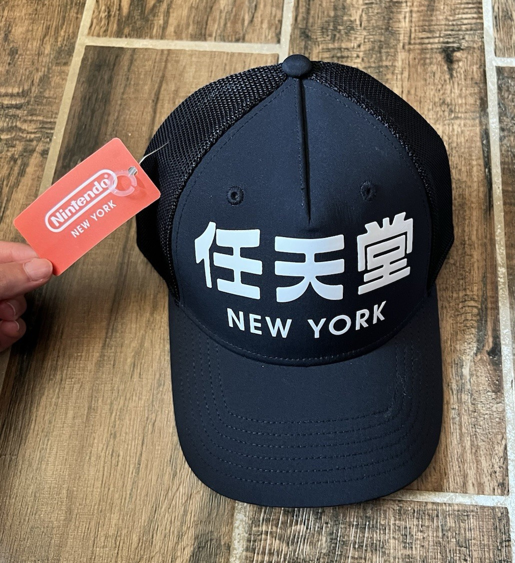 Nintendo New York Black Mesh Trucker Snapback Hat Cap, Official Seal, Adjustable