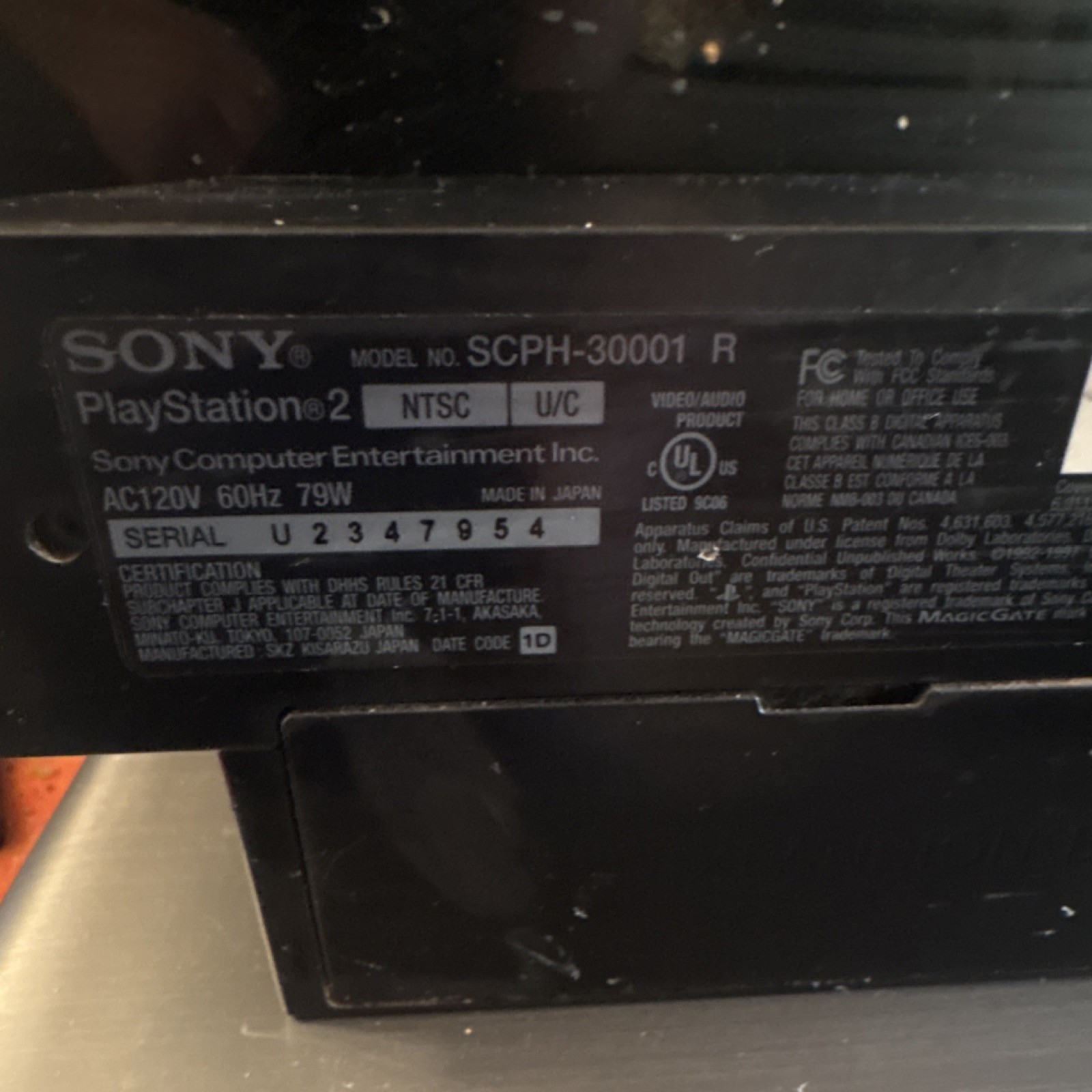 Sony PlayStation 2 SCPH-30001 R Black NTSC-U/C Home Console