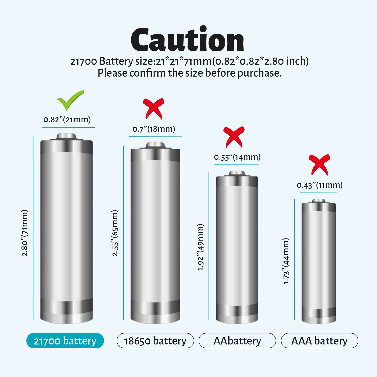 2 Pack 21700 Rechargeable 3.6V 5500mAh Battery with Box for flashlights