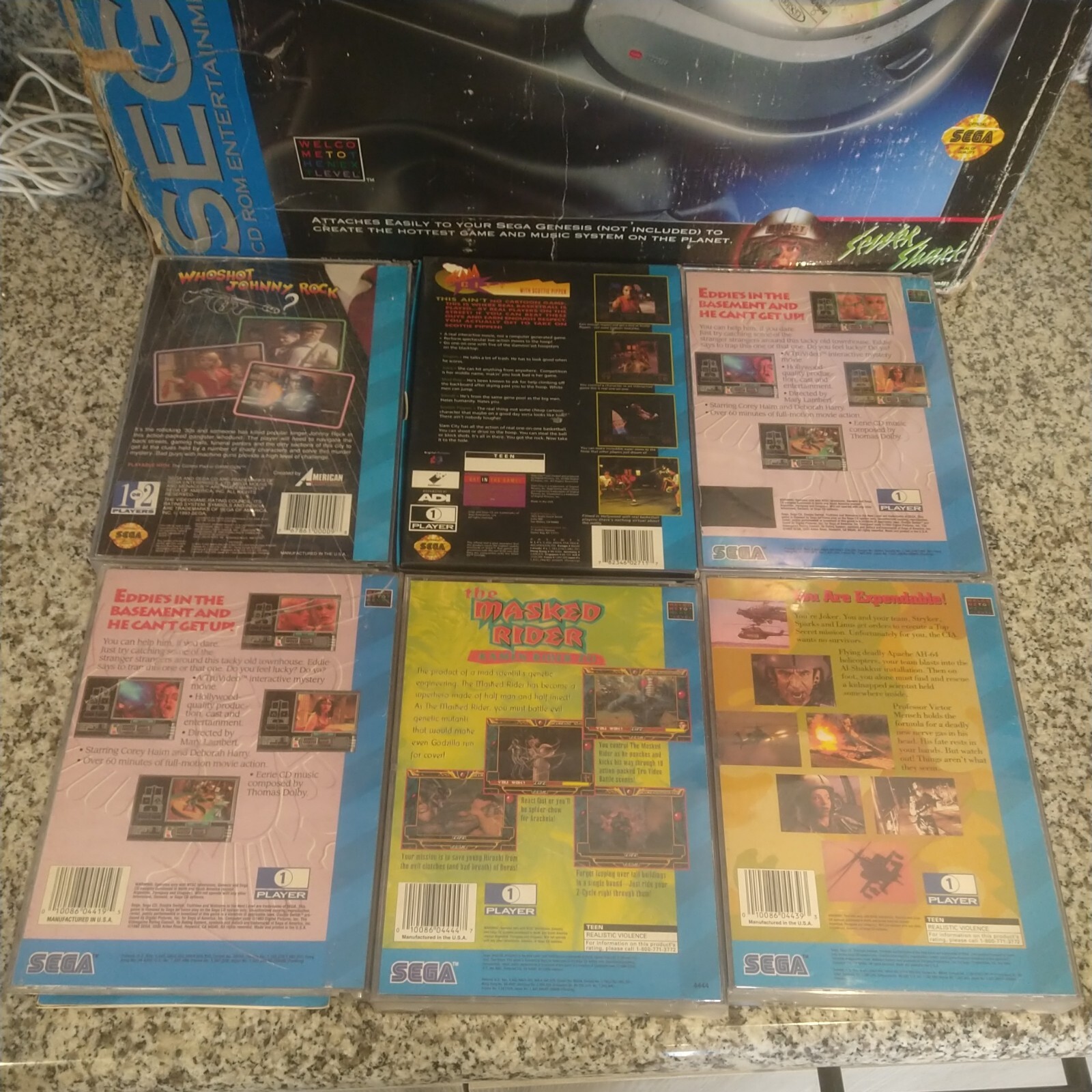 Sega CD Model 2 Console + Genesis Model 2 System Bundel w/ Box & 7 Games