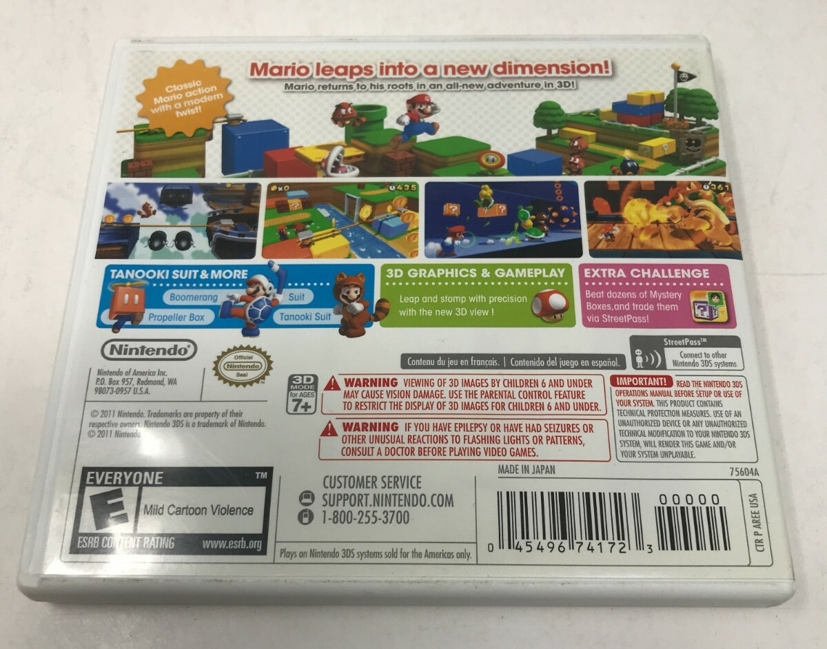 Case and Manual Only *NO GAME* Super Mario 3D Land Nintendo 3DS Authentic