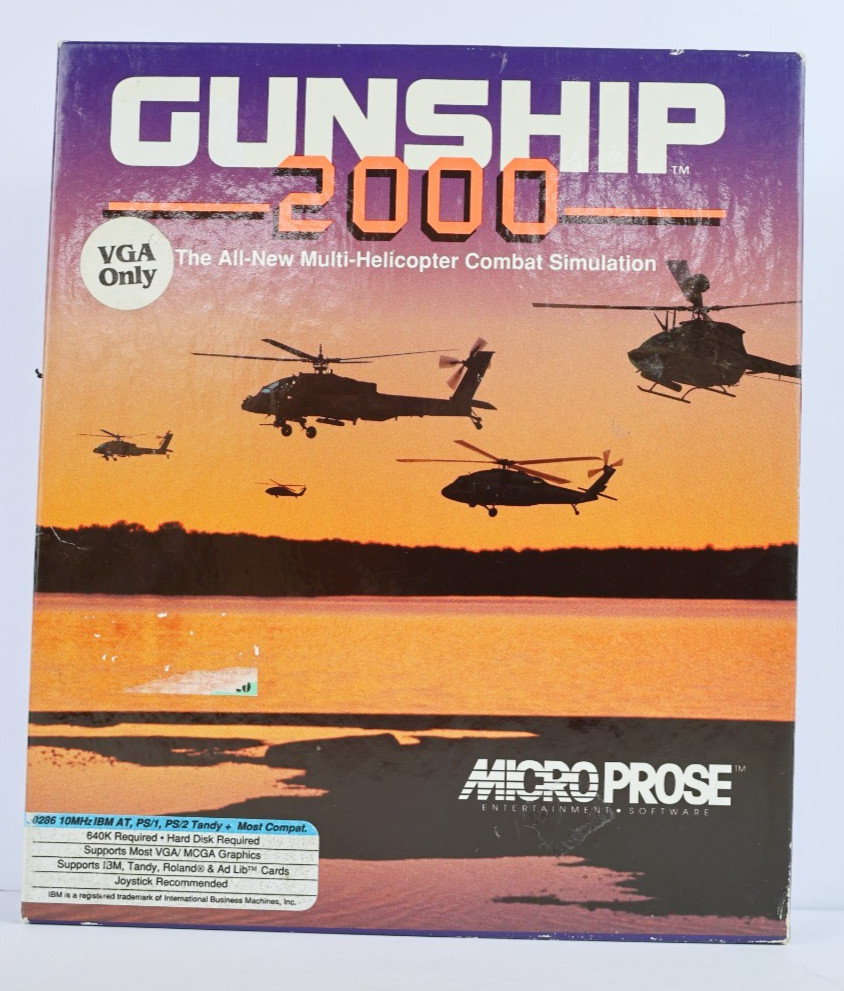 Gunship 2000 PC Big Box Complete MicroProse DOS