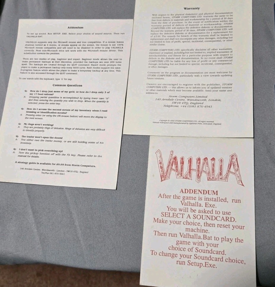 Rare Valhalla Big Box PC 3.5″ Floppy Disks 1992 Optyk Retro RPG Complete HTF OOP