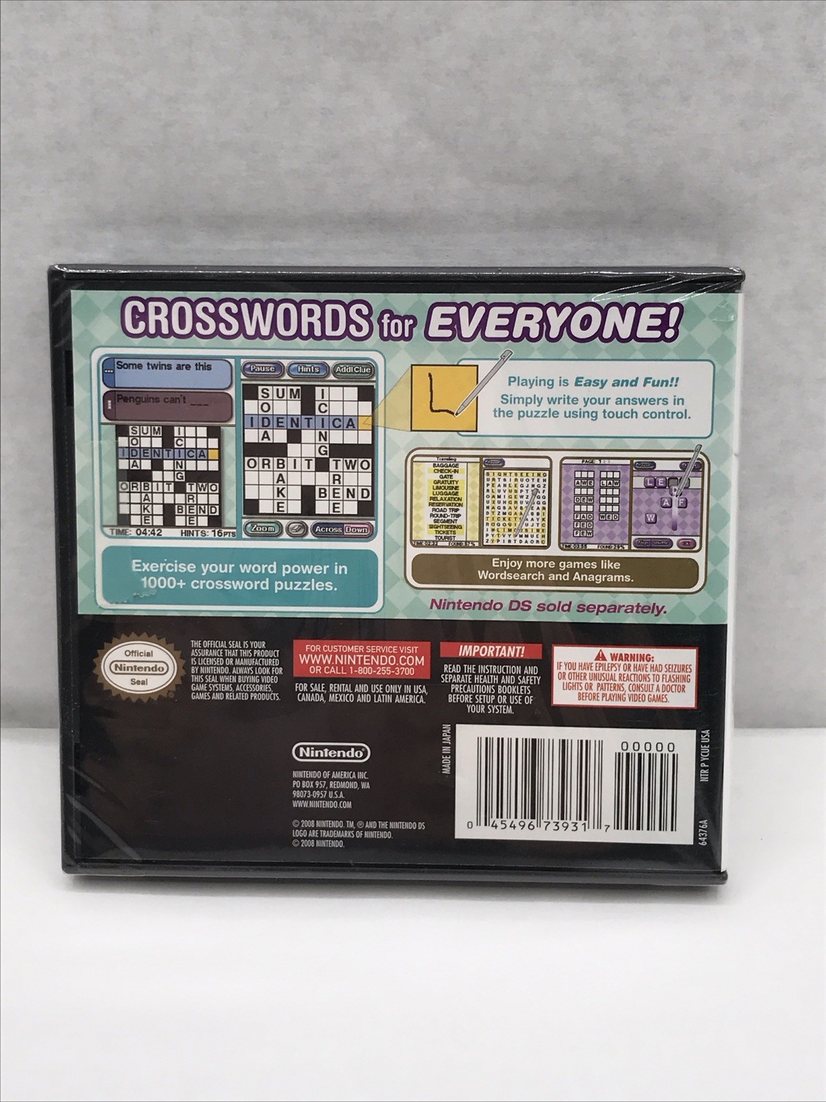 Crosswords DS (Nintendo DS, 2008) NEW Sealed