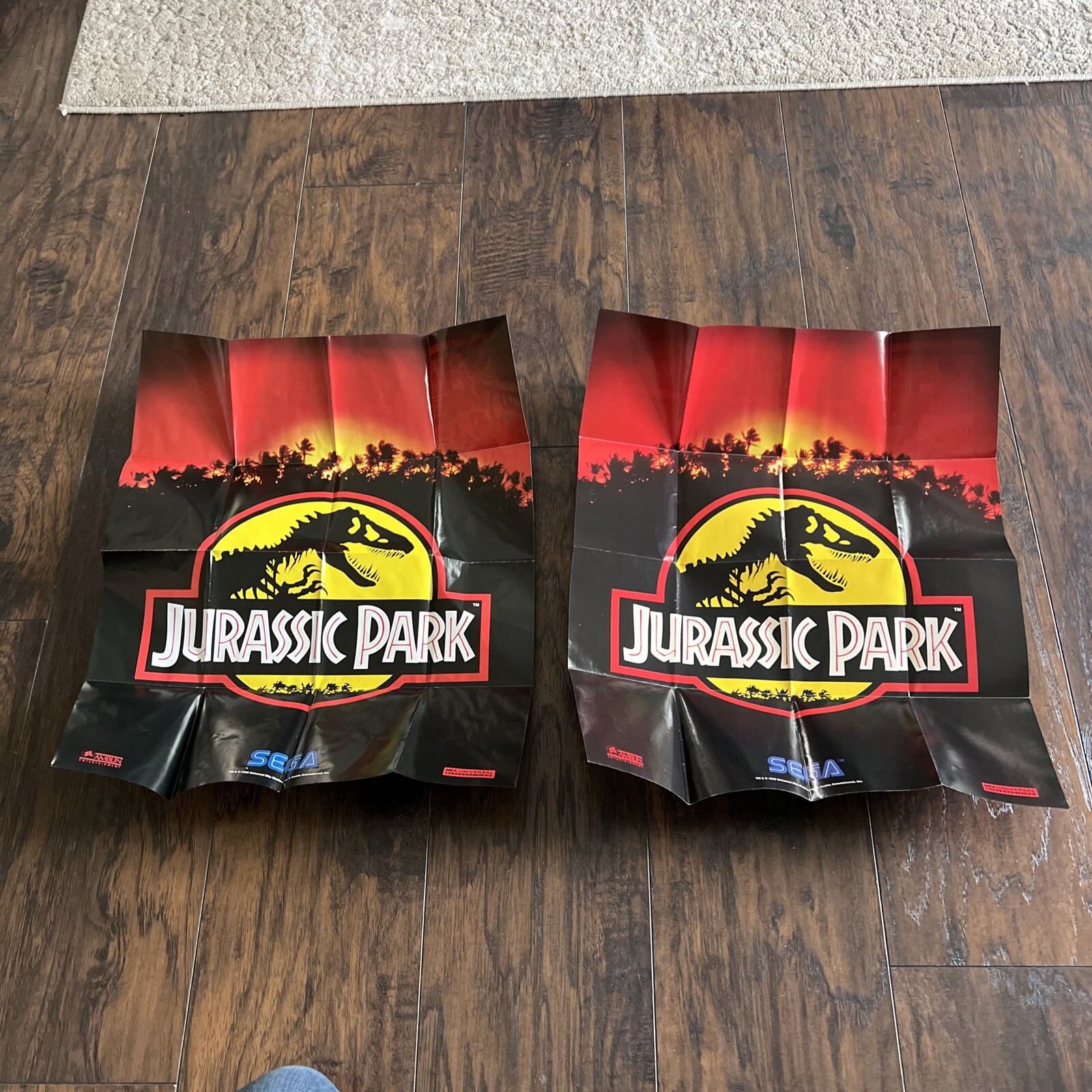 2 Jurassic Park Sega Genesis / Game Gear 1993 Fold Out Insert Poster Both GUC