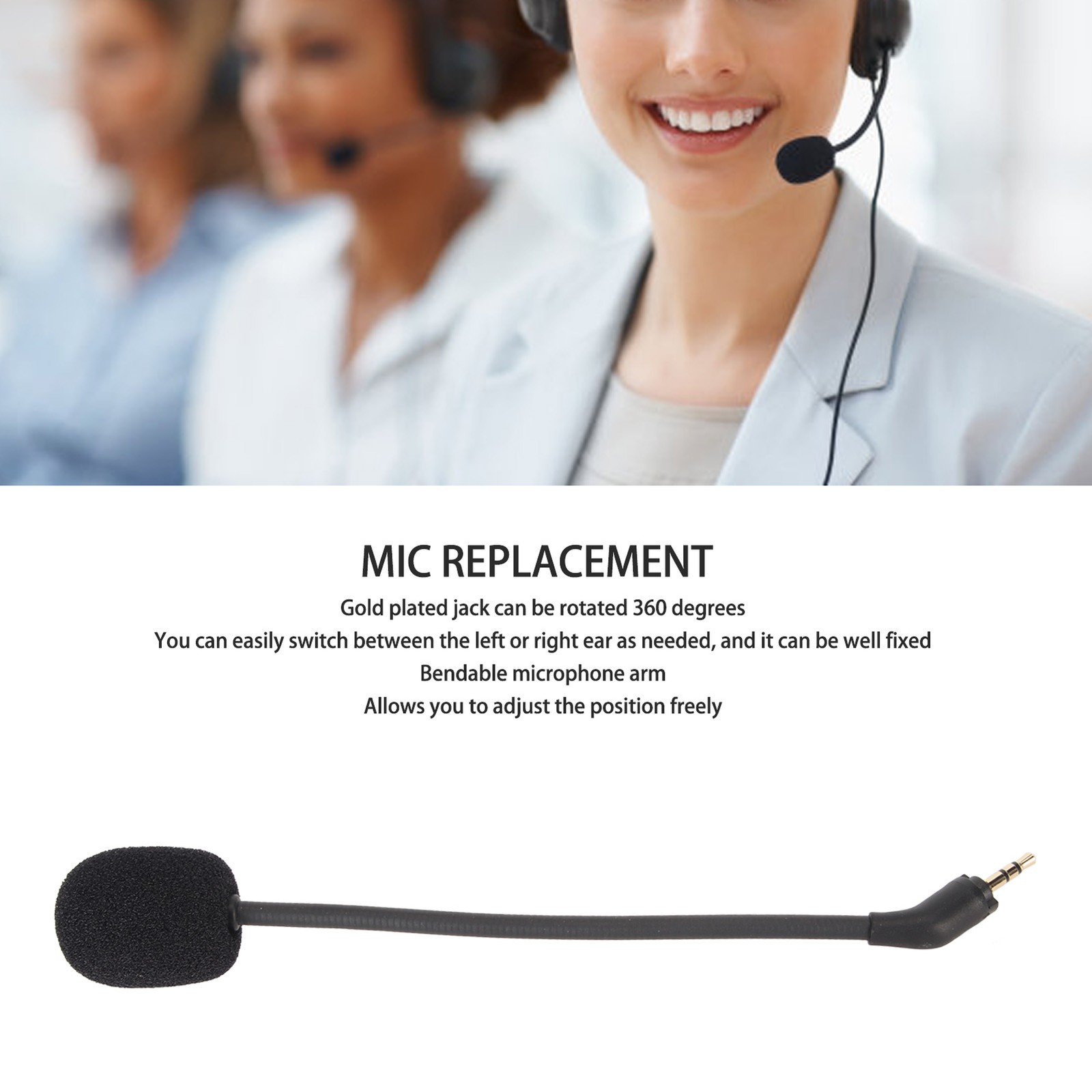 ｀Mic Replacement Noise Reduction Plug And Play 2.5mm Detachable Boom Mic For New