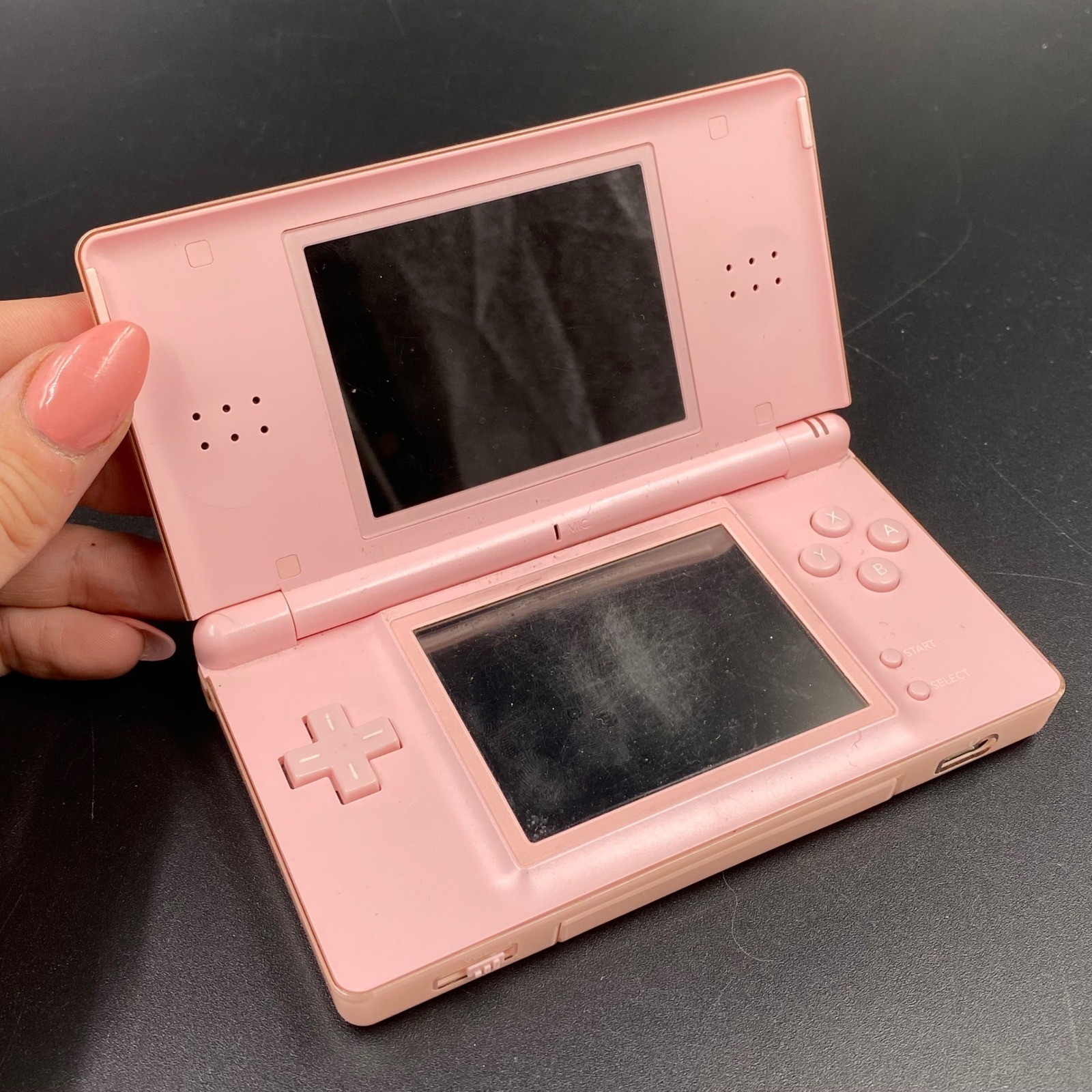 Nintendo DS Lite Handheld Console Pink USG-001 Gaming GBA Slot Broken Hinge