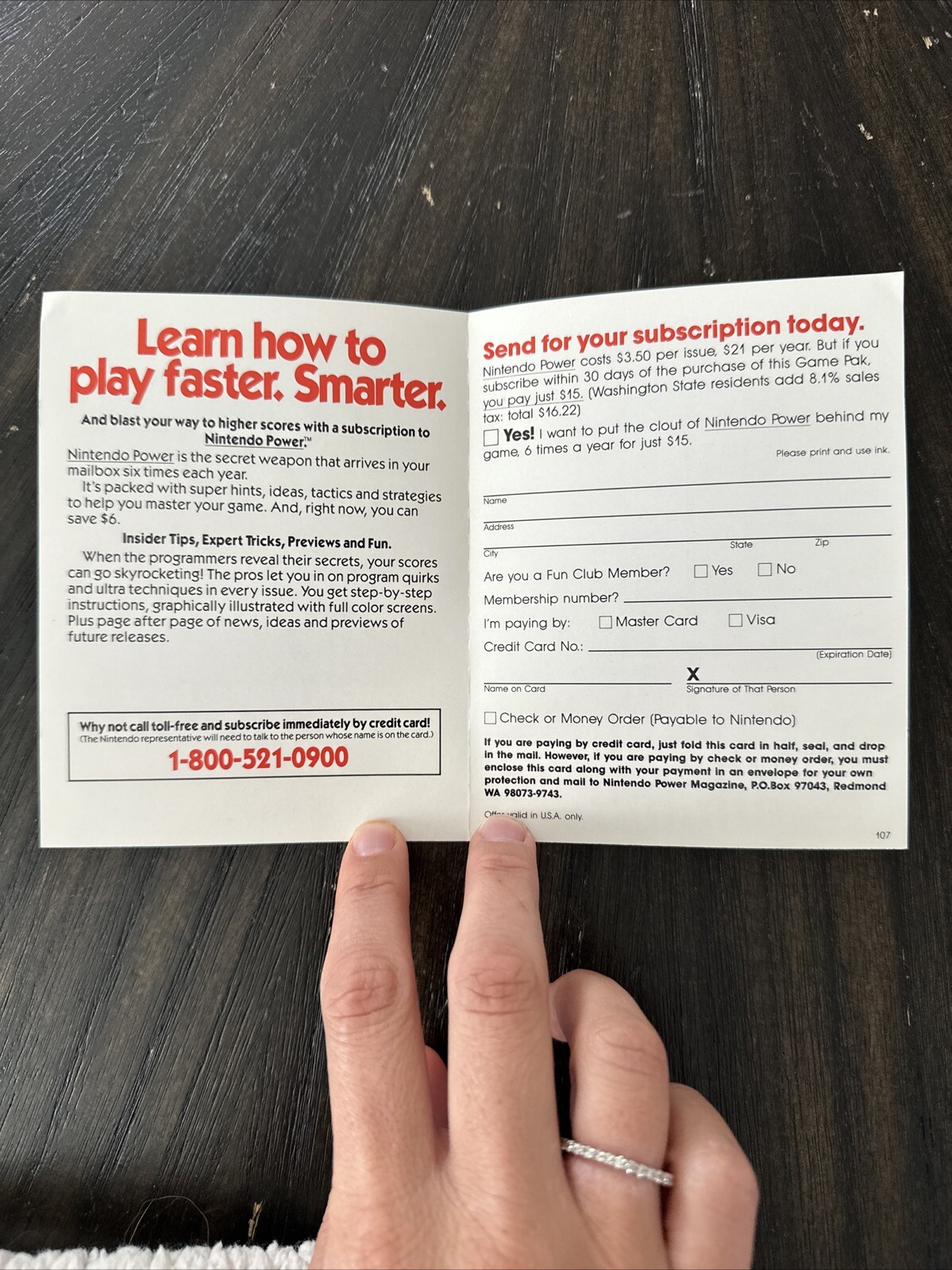 NINTENDO POWER Game Magazine Promo Subscription Fold-Out Card Insert PMG-US