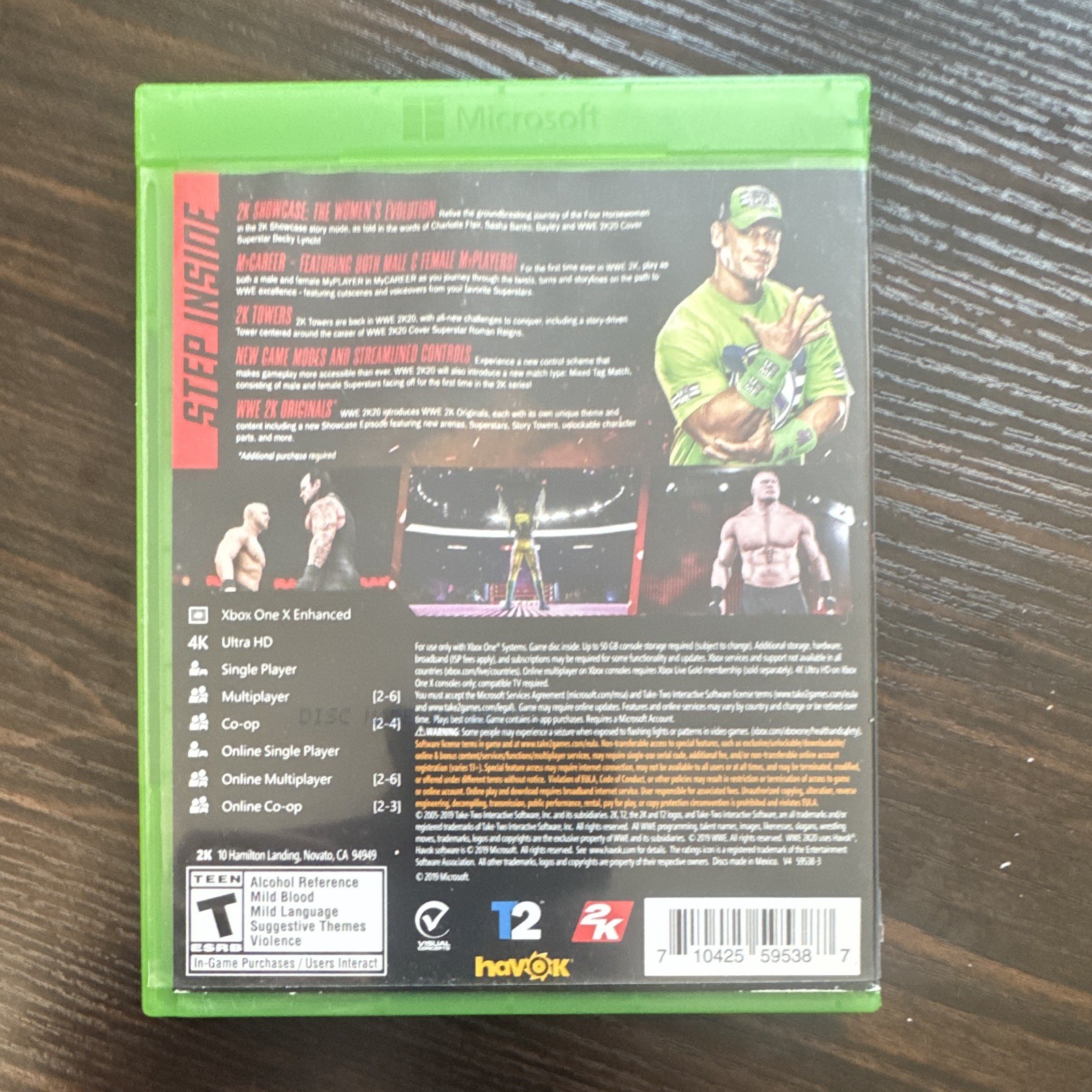 WWE 2K20 Xbox One Manual Included Multiplayer Co-op Online 2K 2019 T NTSC