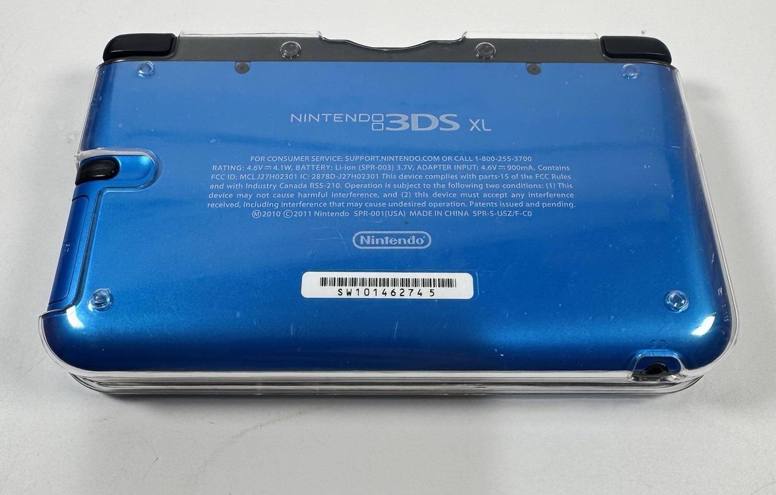 Nintendo 3DS XL Blue Black Handheld Console Tested & Working Mint w/ Clear Case