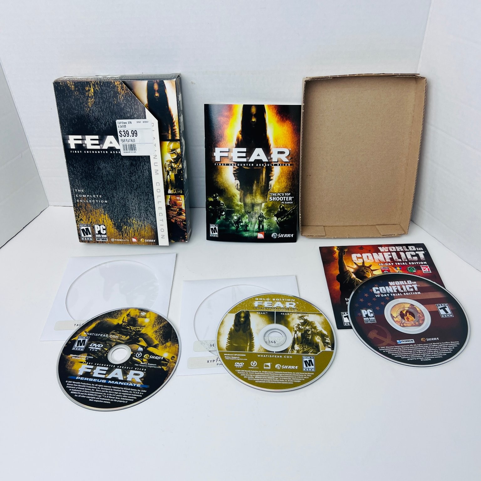 F.E.A.R. Platinum Collection PC Video Game Shooter Horror With Manual and Key