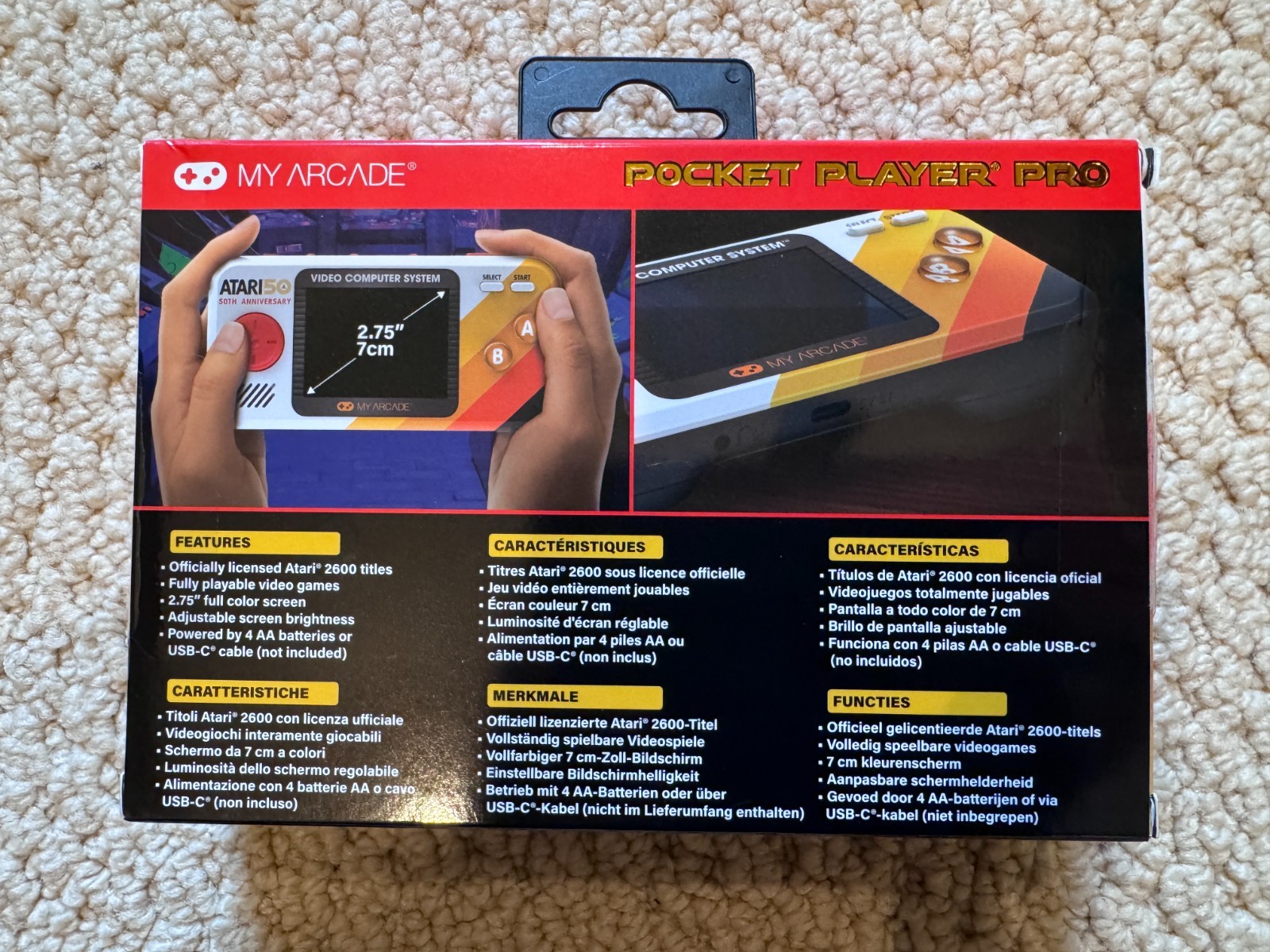 My Arcade Pocket Player Pro Atari 50th Handheld, 100 Built-In Games, USB-C