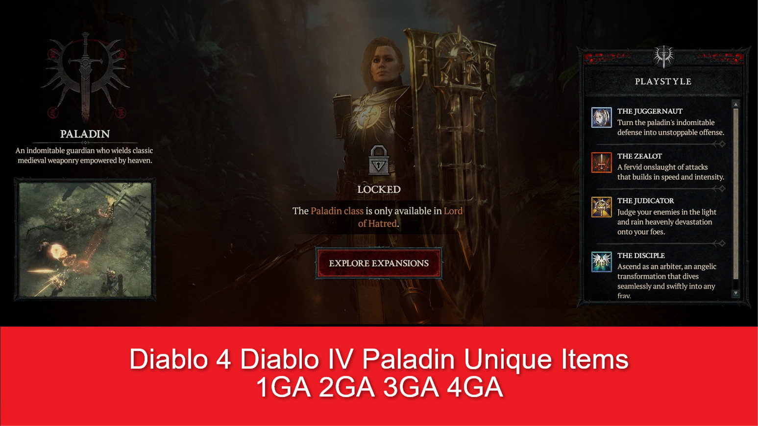 Diablo 4 Diablo IV Season 11 Paladin Unique Items Ancestral 1GA 2GA 3GA 4GA