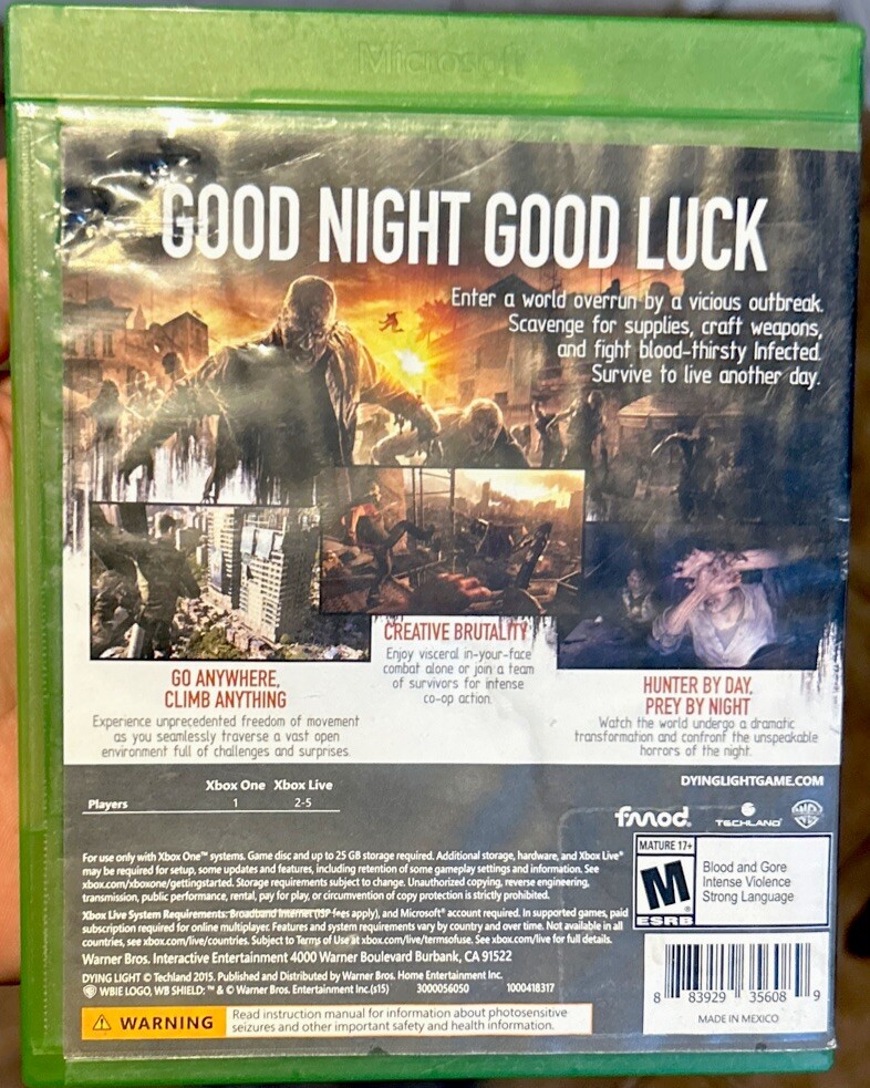 Dying Light (Microsoft Xbox One, 2015) Complete In Box CIB See Description Notes