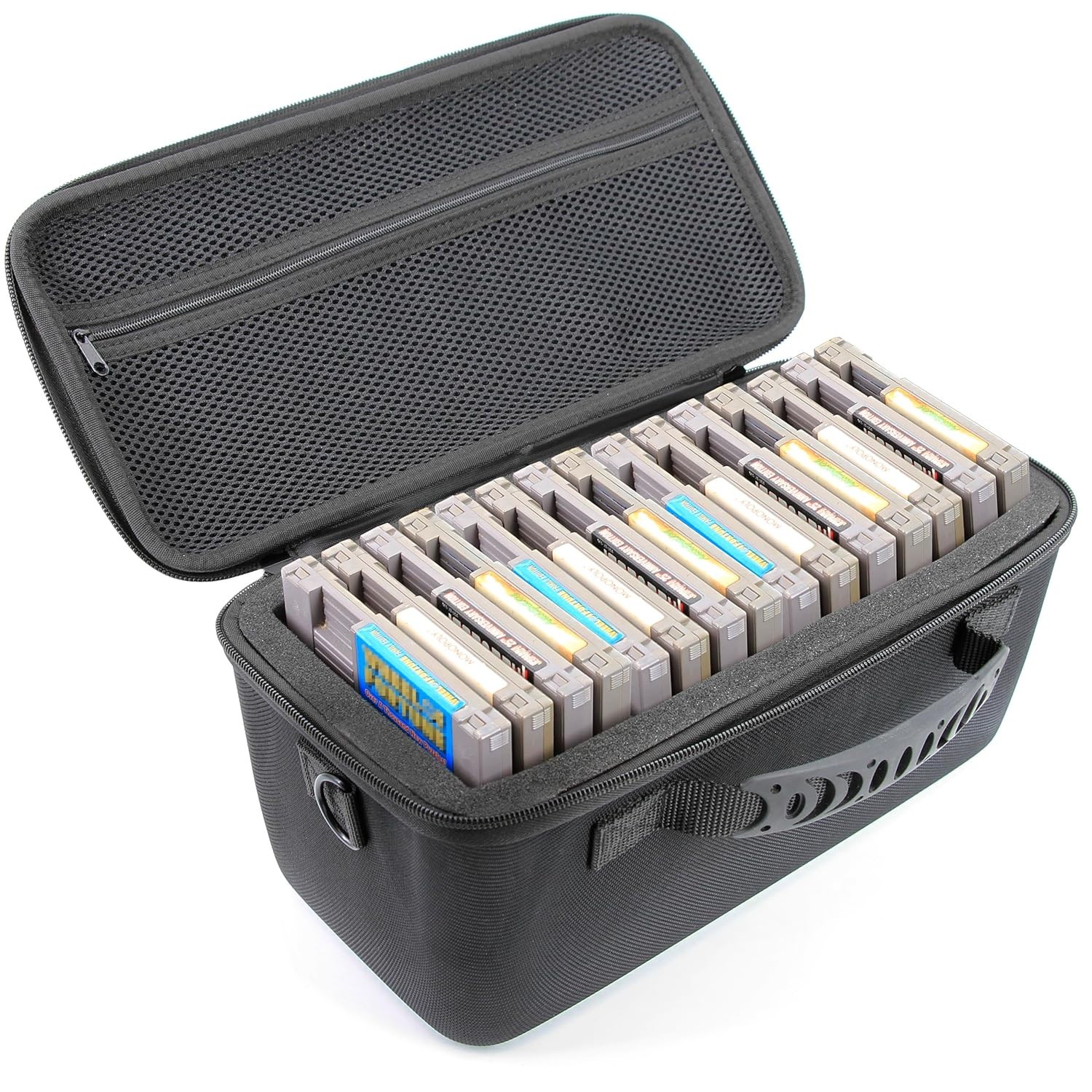CASEMATIX NES Game Storage Case Holds 15 Cartridges Hard Shell Travel Protection
