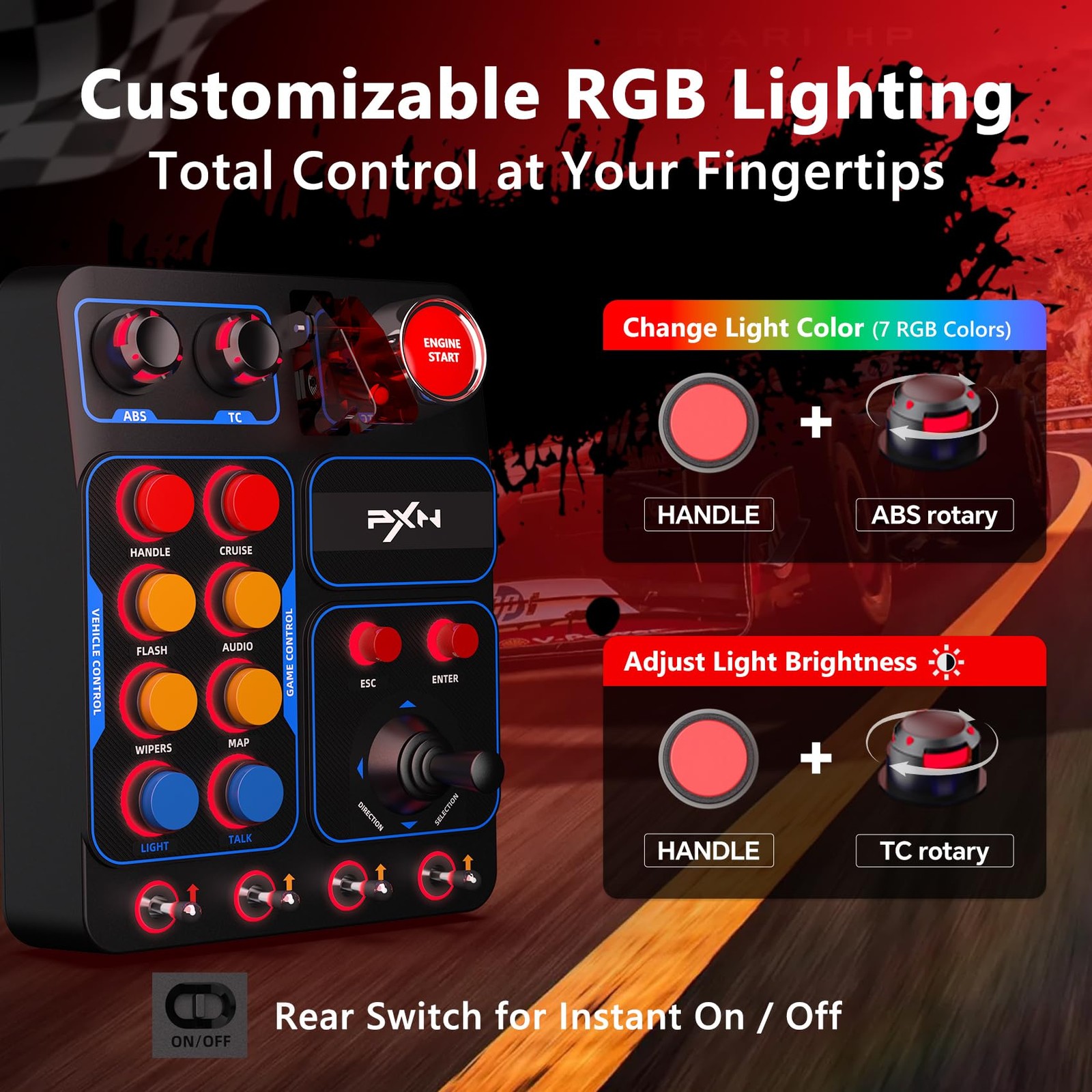 Sim Racing Button Box 19 Buttons RGB USB Control Panel PC CB1 VESA