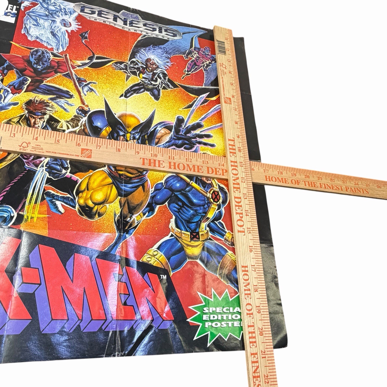 Vintage 90’s Marvel X-Men Sega Genesis 1993 Rare 17”x21” Folded Promo POSTER