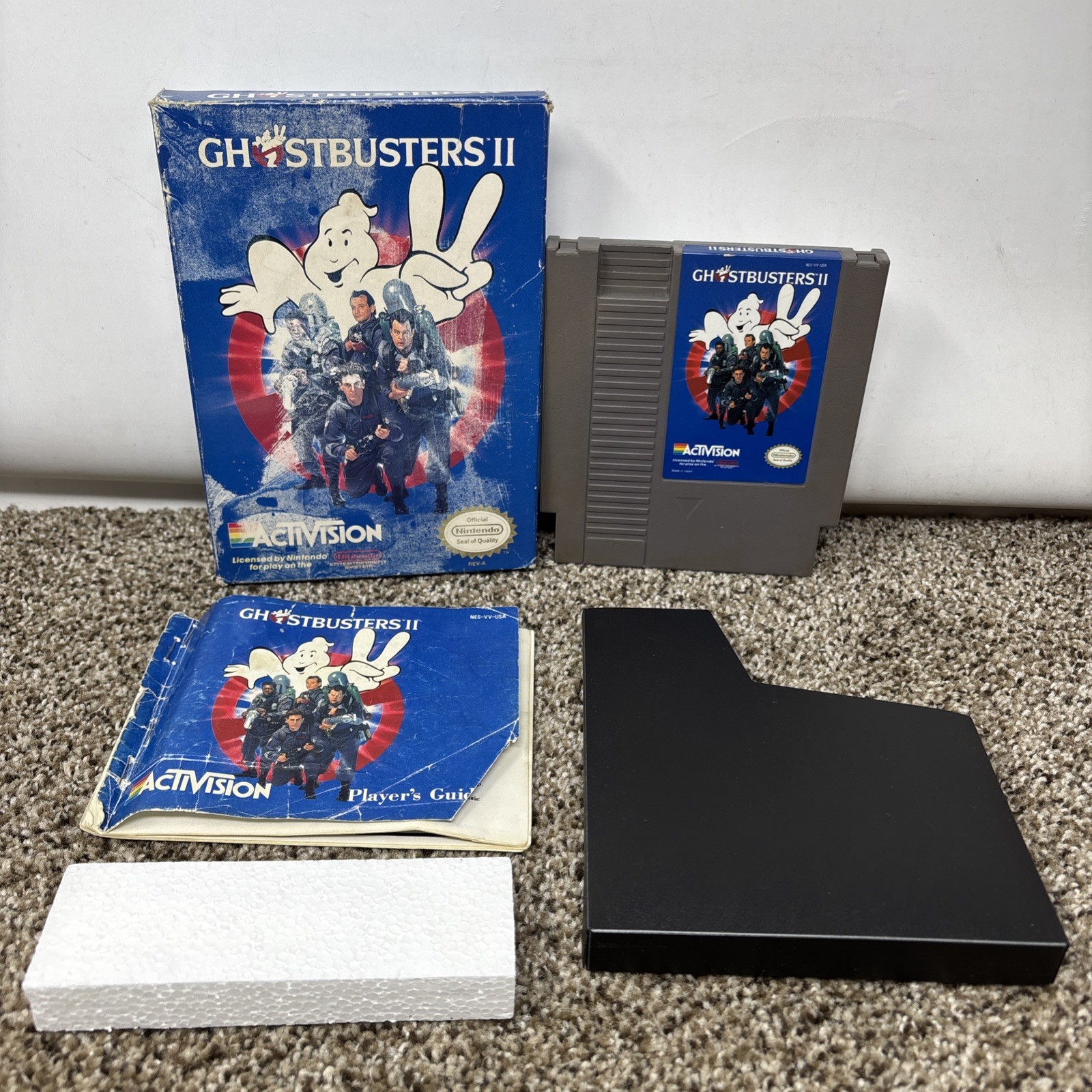 ROUGH!!!!!!! COMPLETE Ghostbusters II Nintendo Classic NES Game w/ Box & Manual