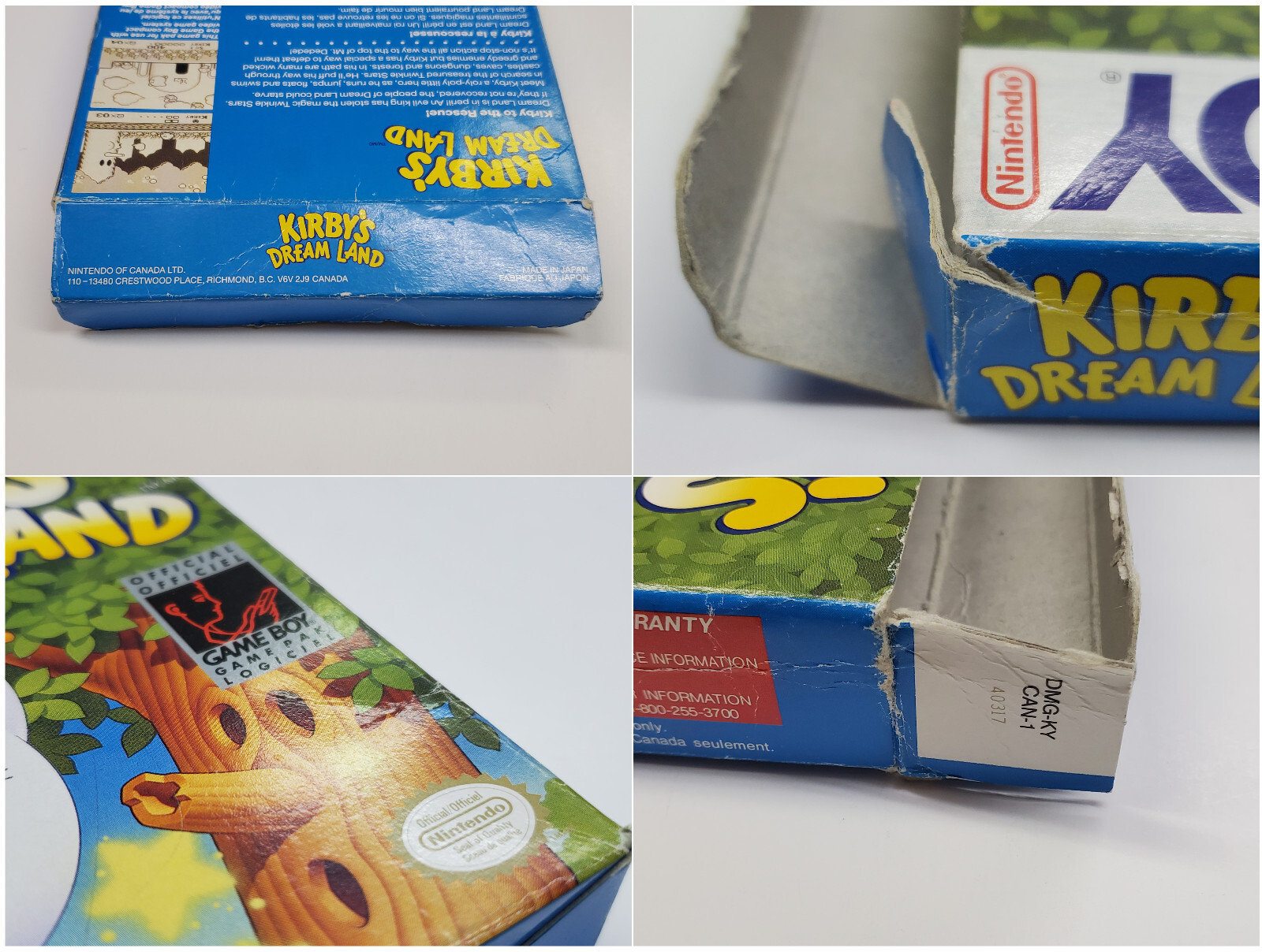 Kirby’s Dream Land Nintendo Game Boy Box & Manual *tear