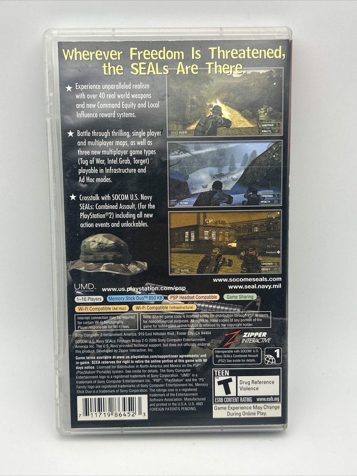 SOCOM: U.S. Navy SEALs — Fireteam Bravo 2 (Sony PSP, 2006) No Manual-Tested