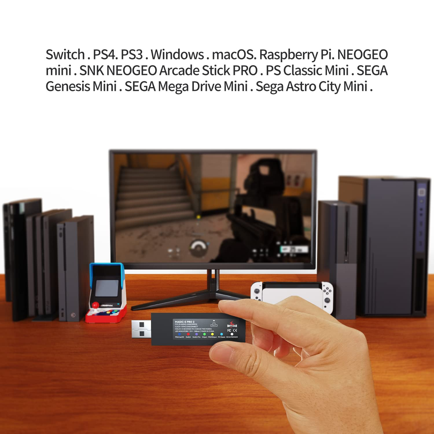 MAYFLASH Magic-S PRO 2 Wireless Bluetooth USB Adapter for PS4, Switch/Switch 2,