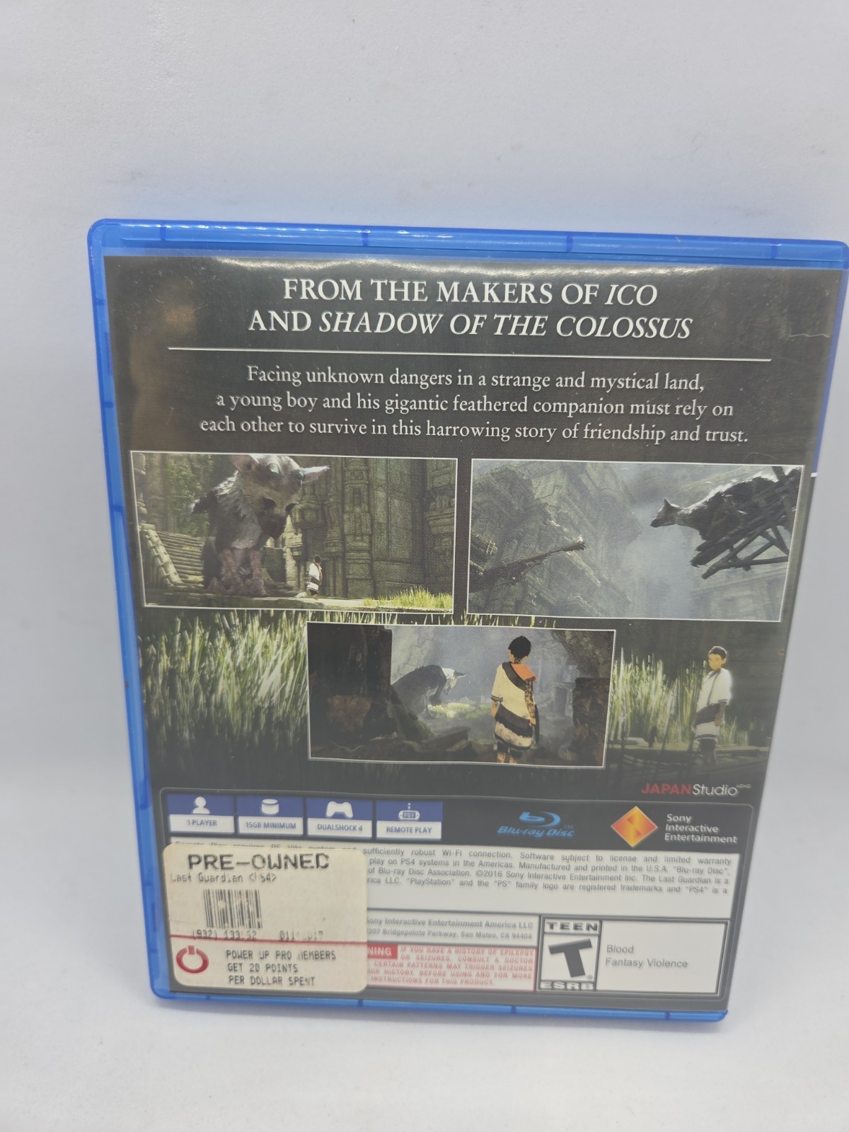 The Last Guardian PS4 PlayStation 4 Video Game Case & Disc TESTED