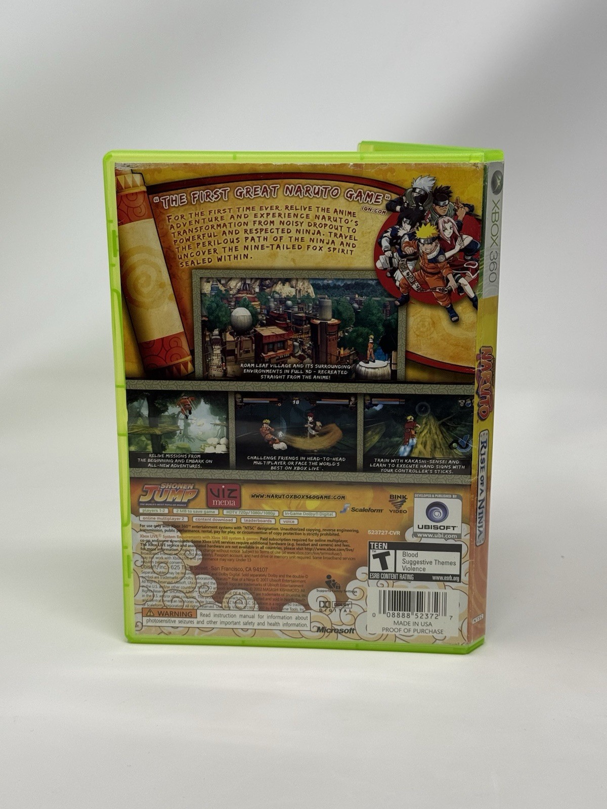 Naruto Rise of a Ninja Microsoft Xbox 360 Game + Case Pristine Disc Tested Works