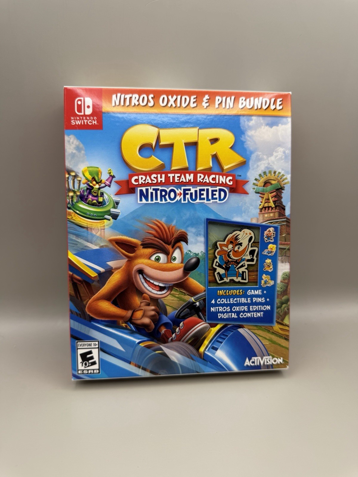 Crash Team Racing: Nitro Fueled (Nintendo Switch) Nitros Oxide & Pin Bundle-New!