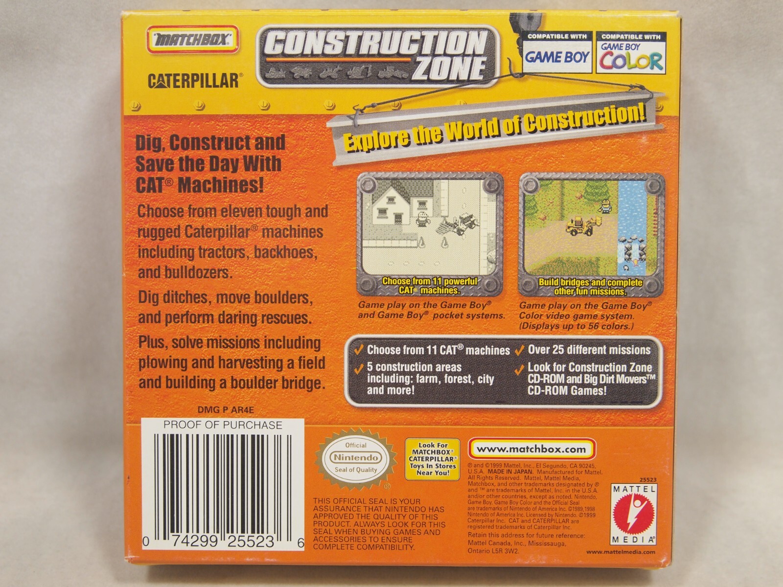Matchbox Caterpillar Construction Zone (Game Boy Color | GBC) Authentic BOX ONLY