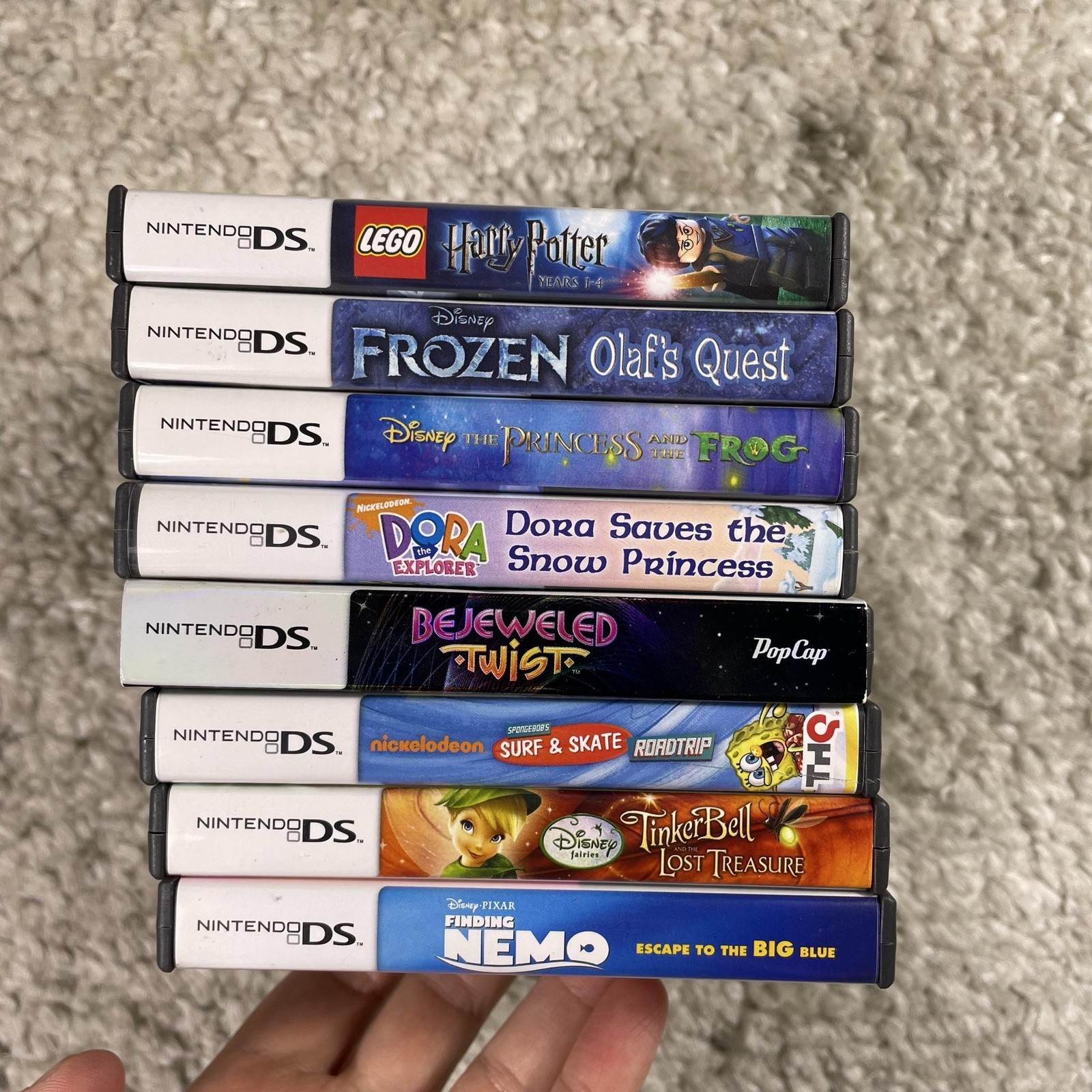 Nintendo DS Video Game Lot 8 Lego Harry Potter Frozen Dora Disney Spongebob Kids
