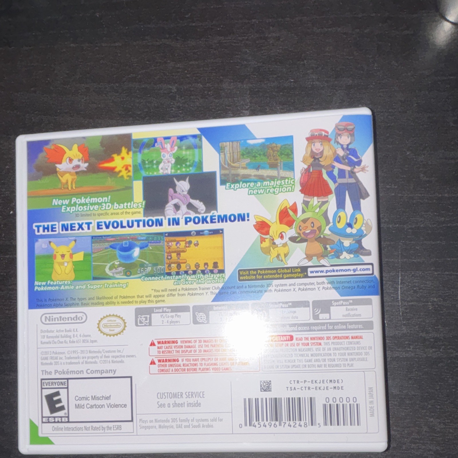Pokémon X Nintendo 3DS Game w/ Case, Nintendo Publisher, E (Everyone)