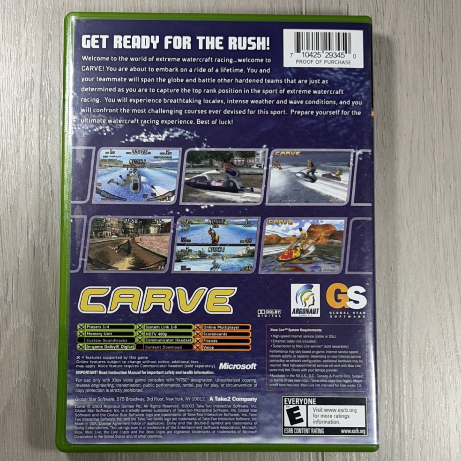 Global Star Software Carve Xbox Extreme Sports Racing Multiplayer Manual NTSC-U