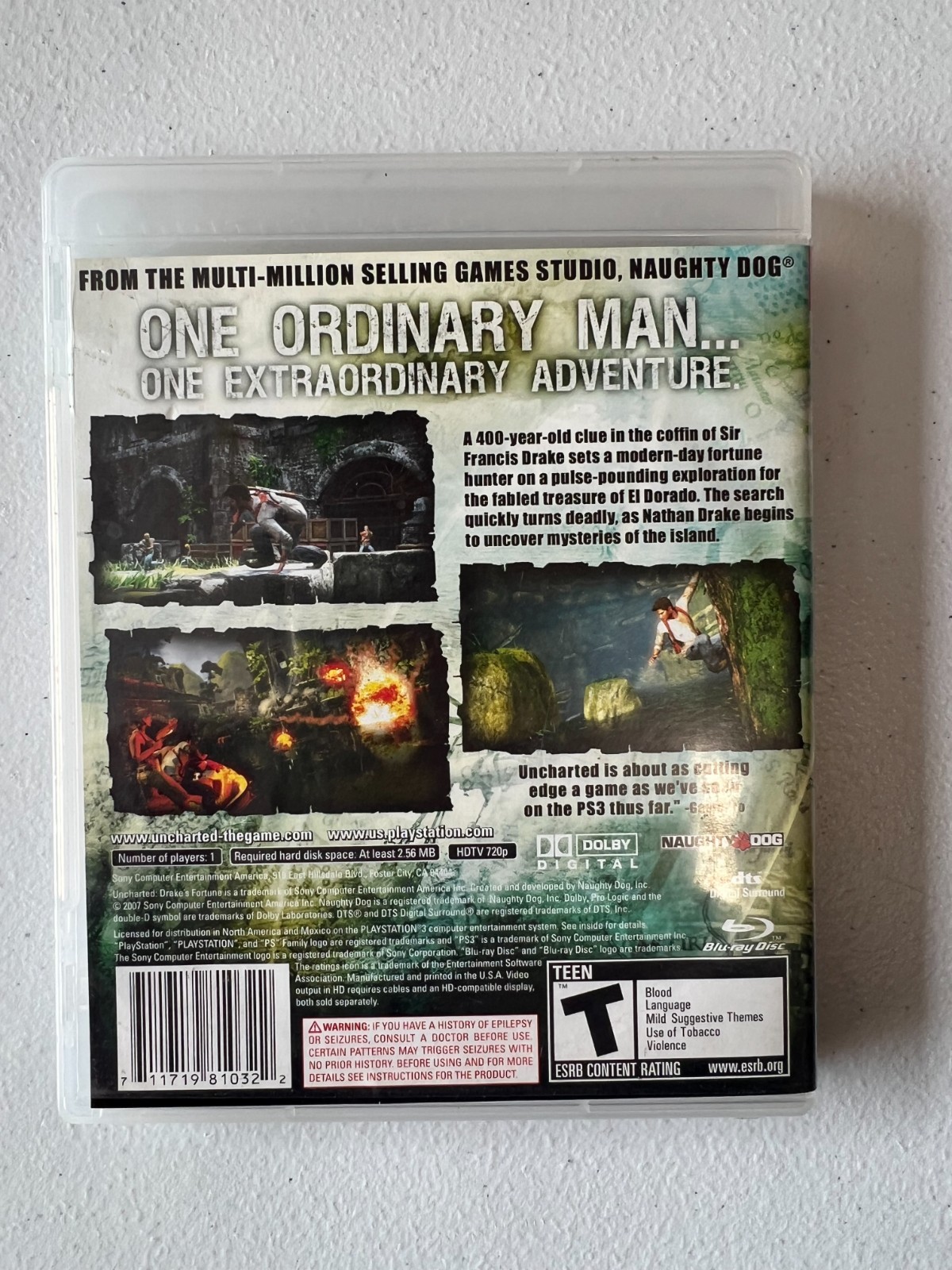 Uncharted: Drake’s Fortune (Sony PlayStation 3, 2007) PRISTINE