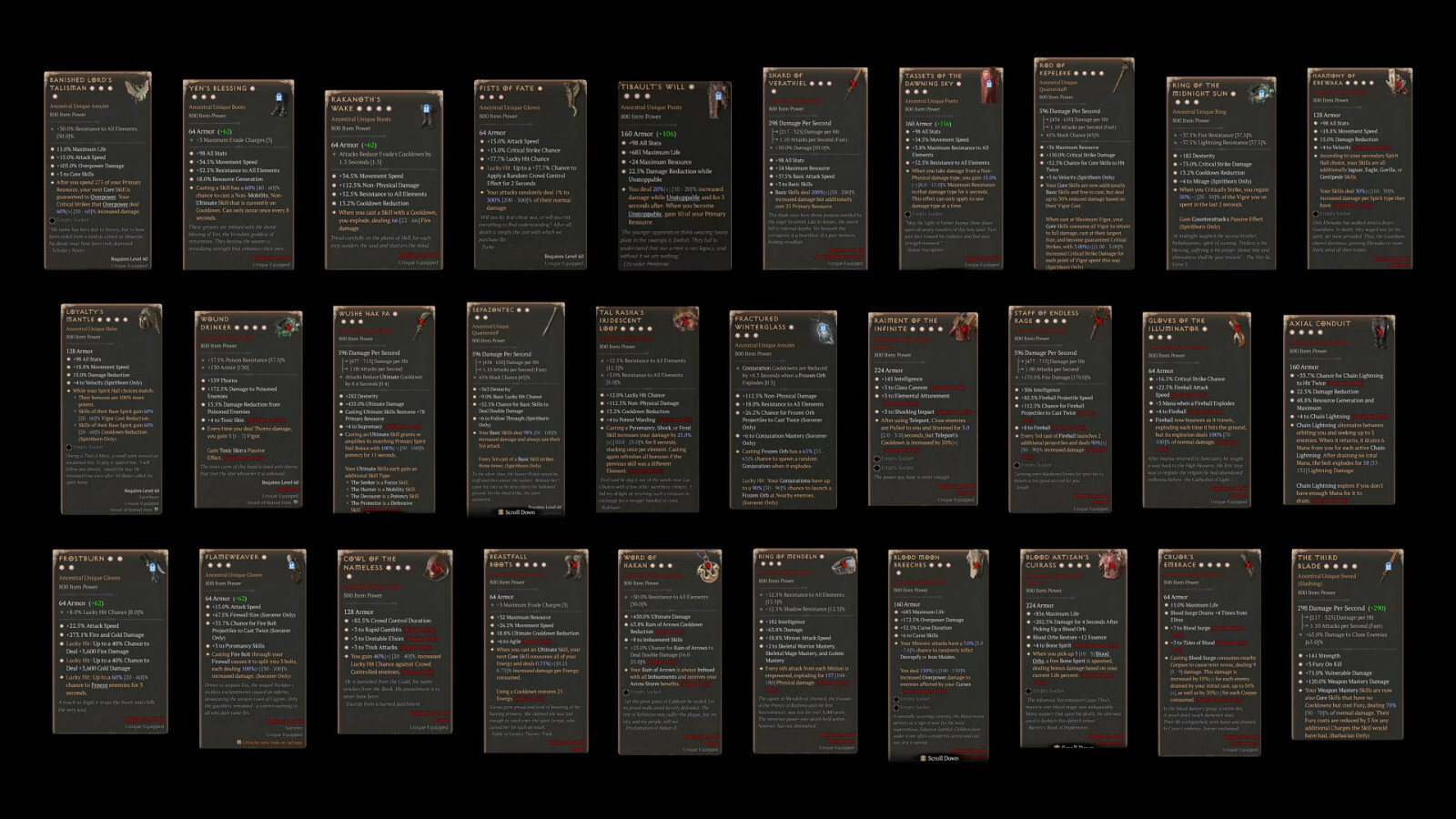 ✨DIABLO 4 ✨ SEASON 6✨Perfect 3-4 GA🔥Ancestral Gear🔥Gloves Pants Rings & More