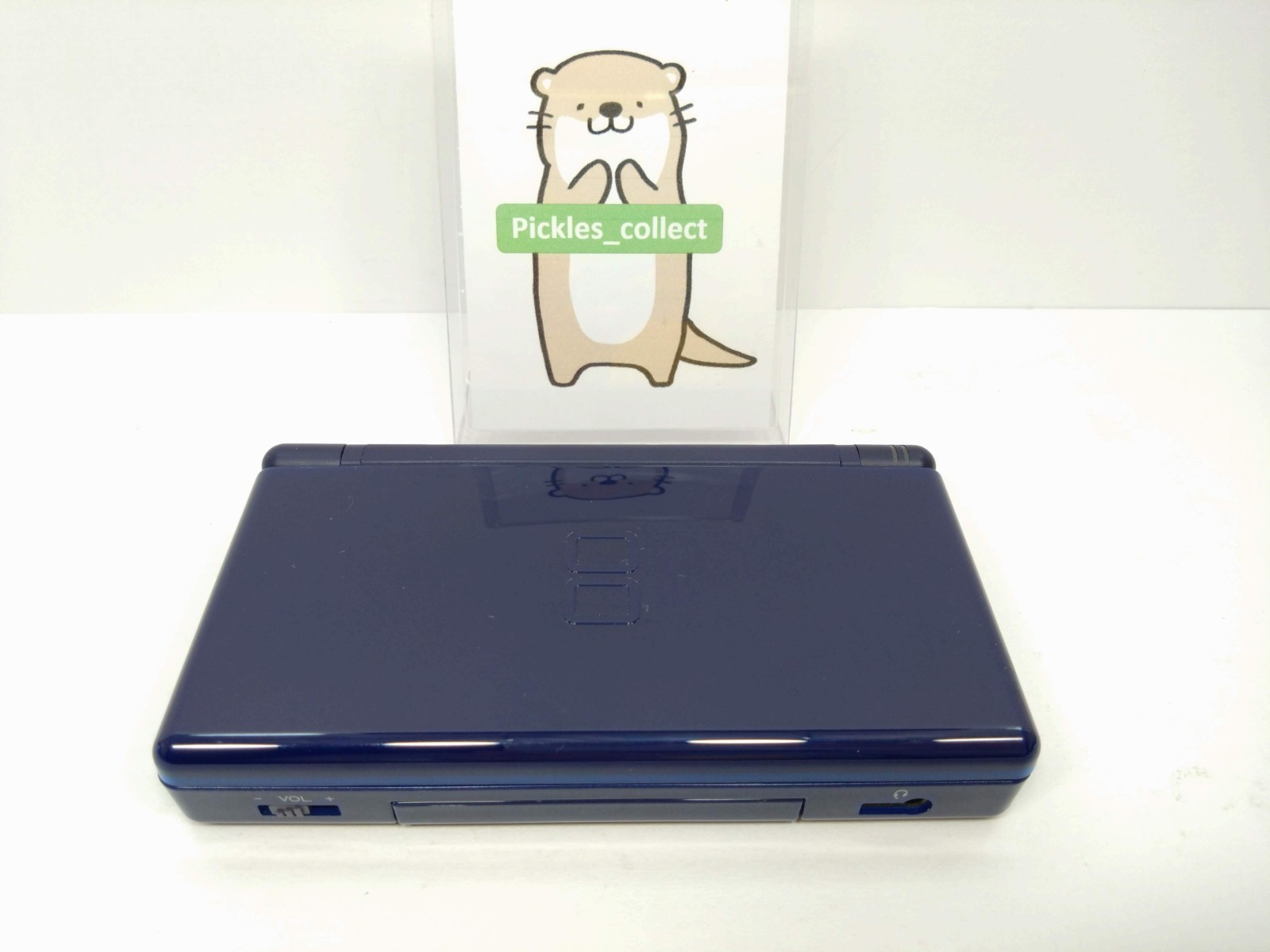 DS Lite Enamel Navy USG-001 w/GBA Connect Cover Tested Nintendo DS 0624A