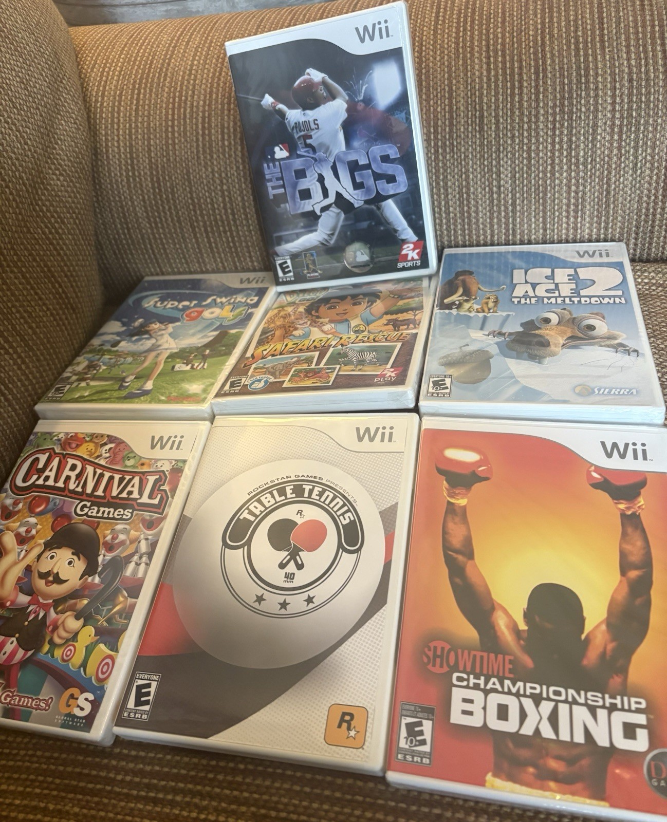 Sealed Wii Collection (Wii Sports, The Bigs, Carnival Games, Ice Age 2, Etc.)
