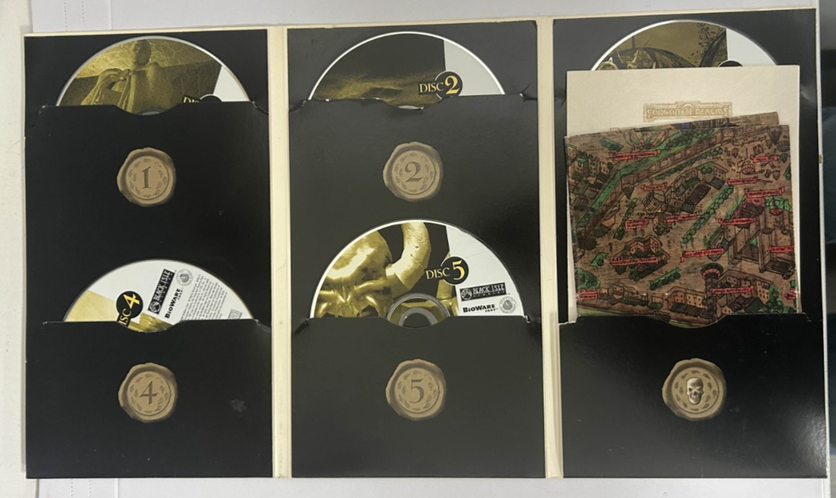 Baldur’s Gate Forgotten Realms 6 Disc PC CD-ROM Includes Reference Card and Map