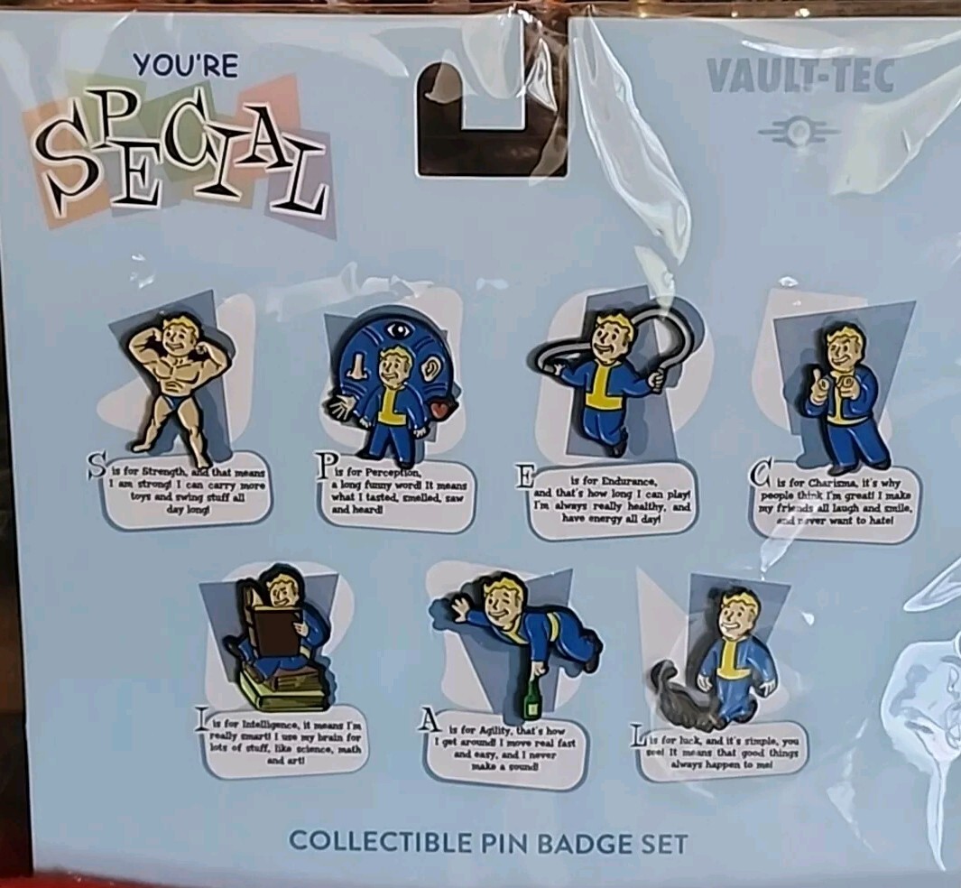 FALLOUT 76 Vault-Tec Collectible Vault-Boy You’re Special 7-Pin Badge Set. NEW