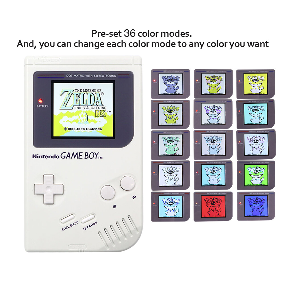 For GameBoy GB DMG IPS V5 LCD Blacklight Screen Kit W/USB-C Rechargeable Battery