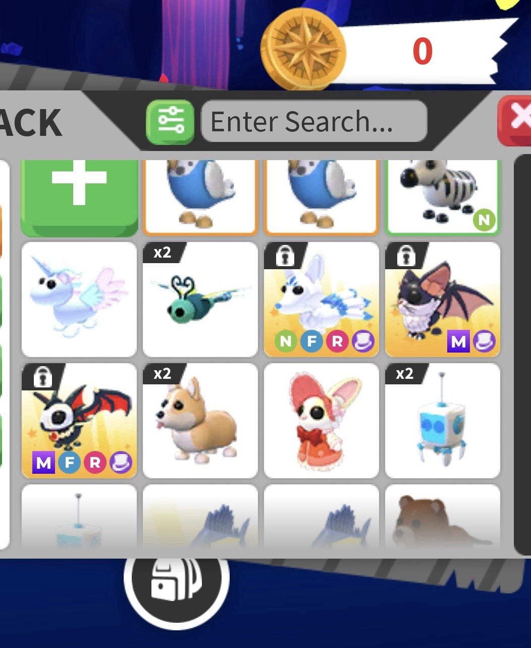 Roblox Adopt Me Virtual Pet In-Game Inventory Screen Screenshot w/ Pet Icons