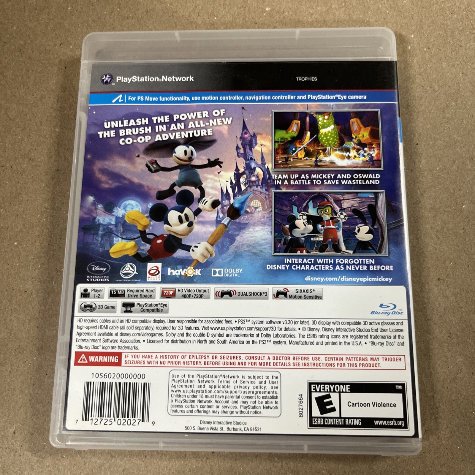 Disney Epic Mickey 2 (The Power of Two) – Sony PS3 – 2012 – Manual – Rated E